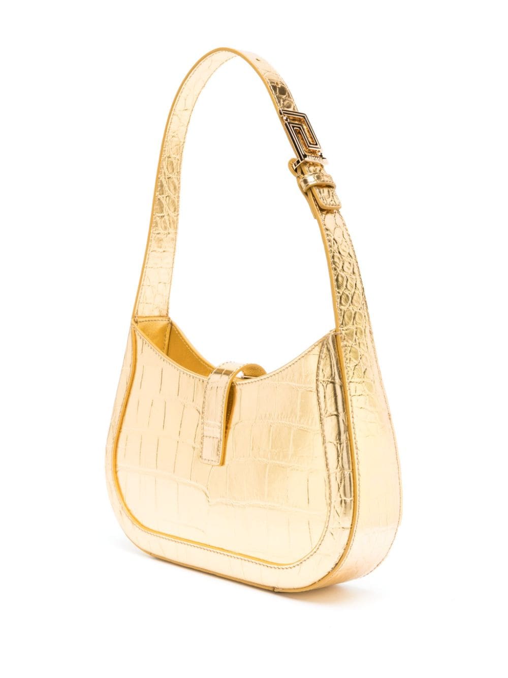 Shop Versace Small Greca Goddess Shoulder Bag In Gold