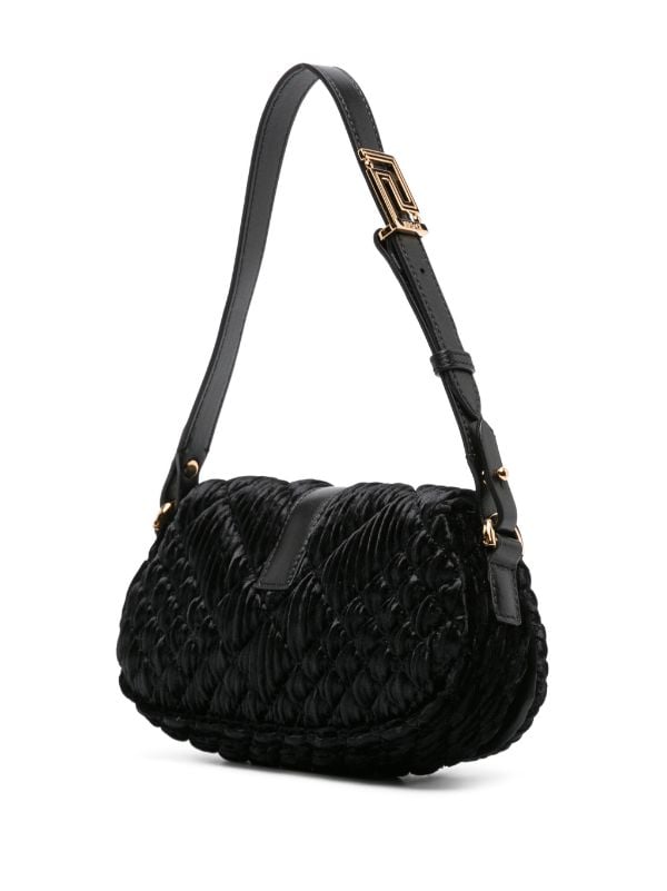 Greca Goddess leather shoulder bag in black - Versace