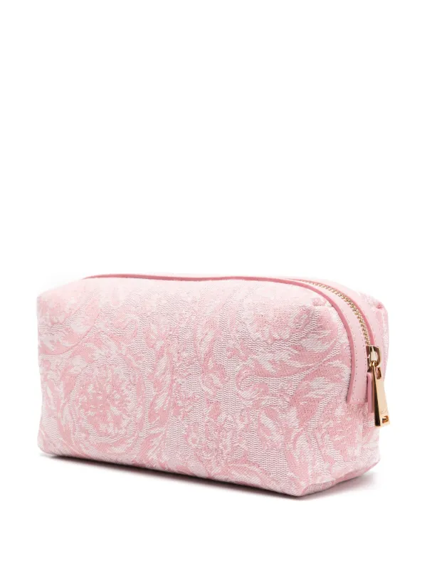 Versace embroidered-logo Jacquard Toiletry Bag | Pink | FARFETCH