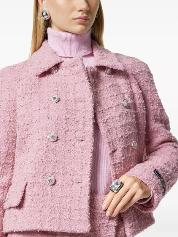 Versace double breasted Tweed Jacket Pink FARFETCH PT