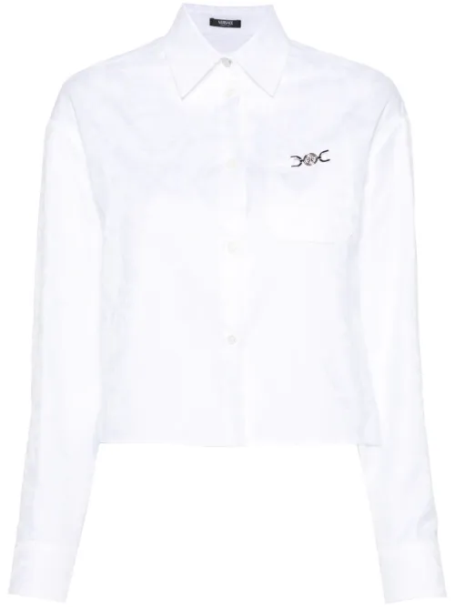 T-shirt crop à motif Barocco en jacquard - Versace - Modalova