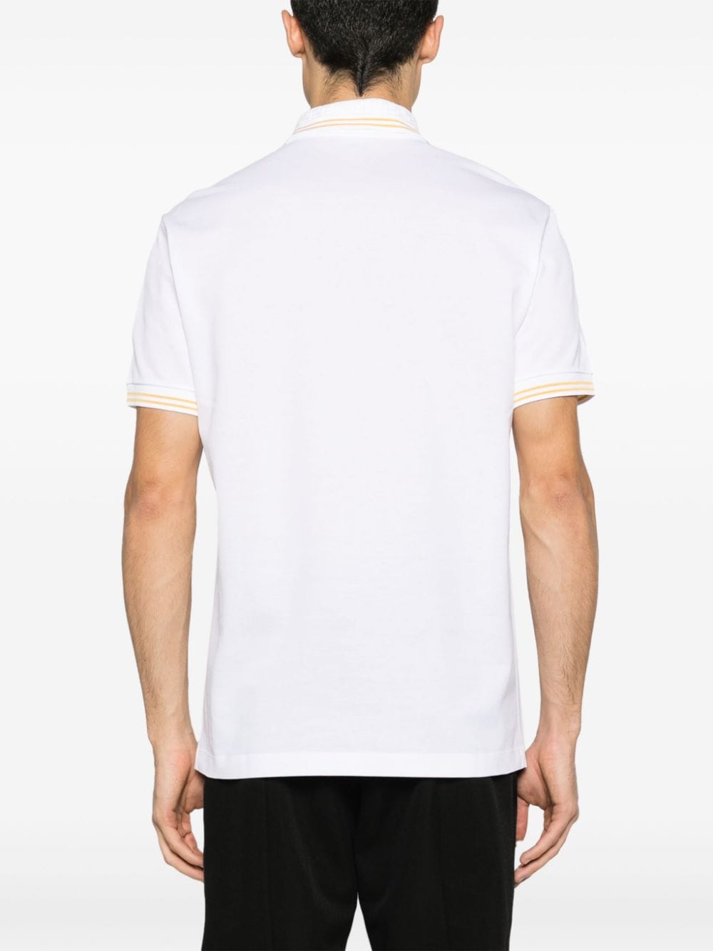 Shop Versace Medusa Head-embroidered Cotton Polo Shirt In Weiss