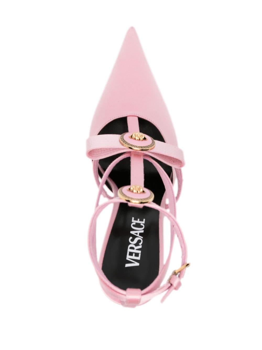 Shop Versace Gianni Ribbon Cage 110mm Pumps In Pink