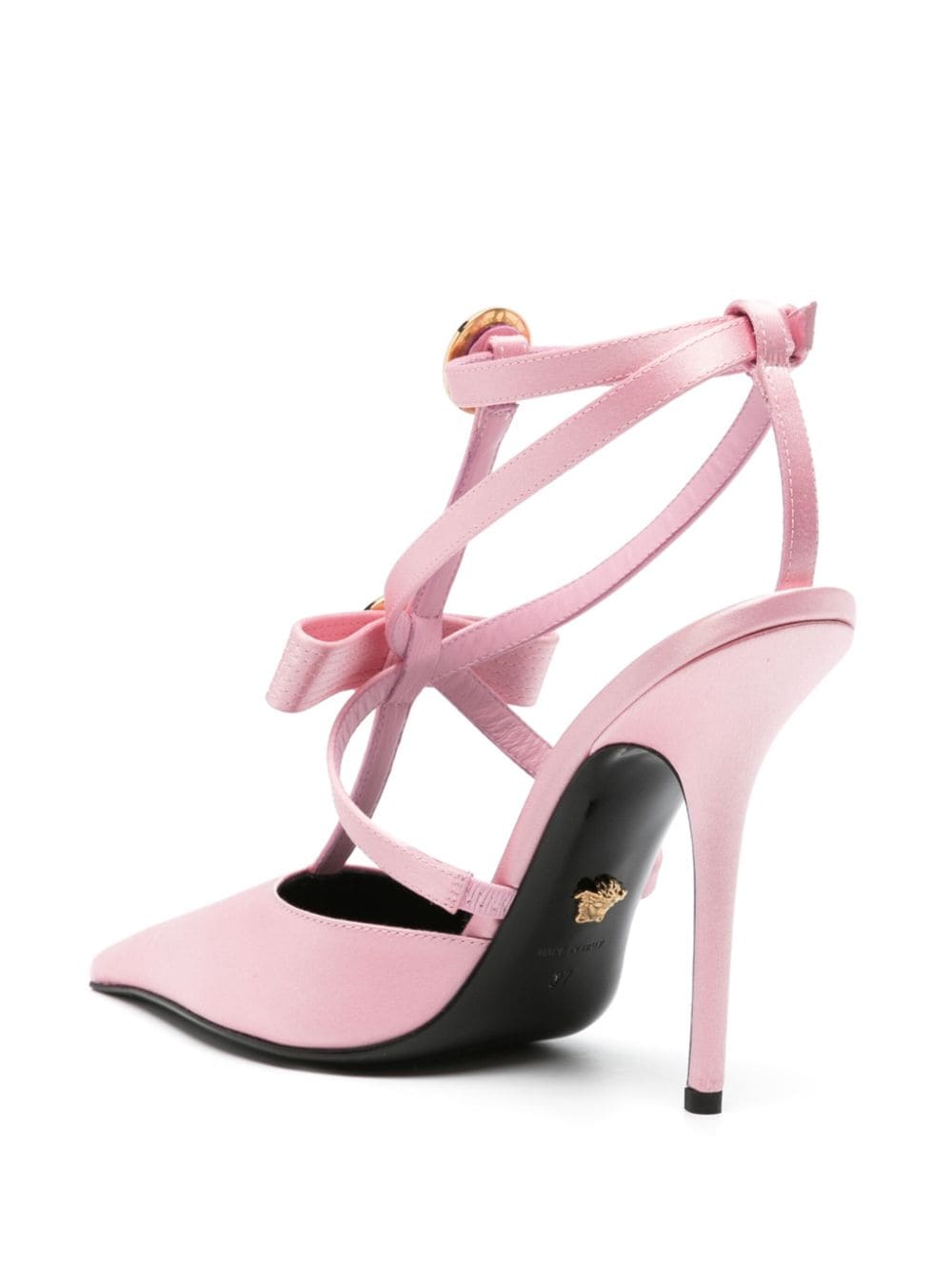 Shop Versace Gianni Ribbon Cage 110mm Pumps In Pink