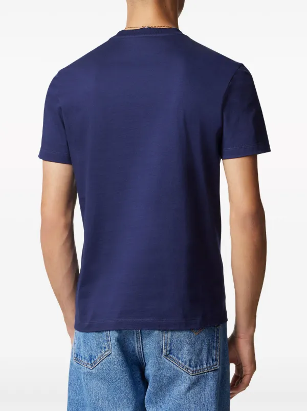 Versace 90s Logo Embroidered T-shirt | Blue | FARFETCH
