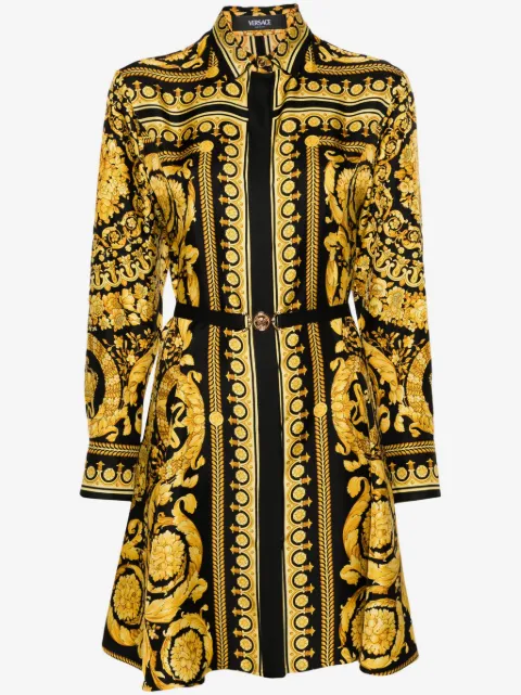 Versace vestido corto de seda Heritage con estampado barroco