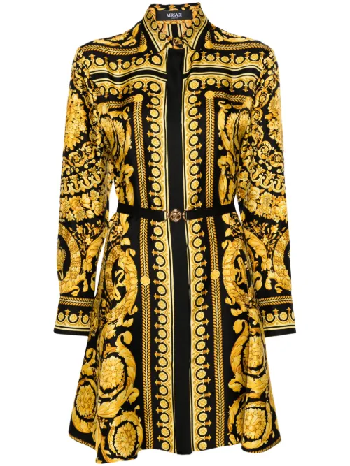 Robe courte Heritage en soie à imprimé baroque - Versace - Modalova