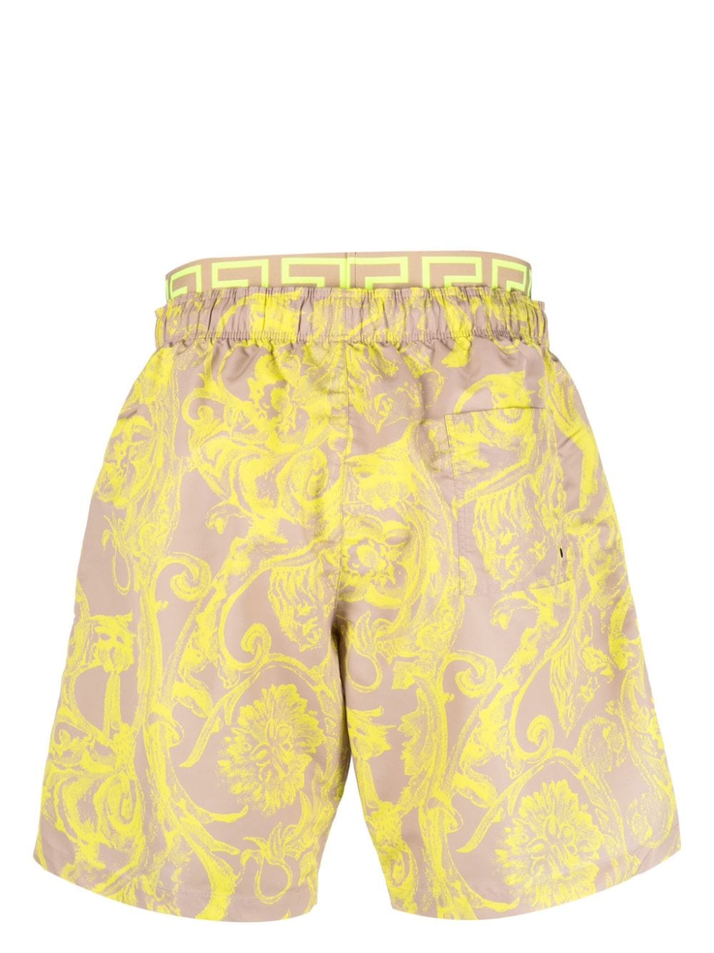 Shop Versace Barocco-print Swim Shorts In Yellow
