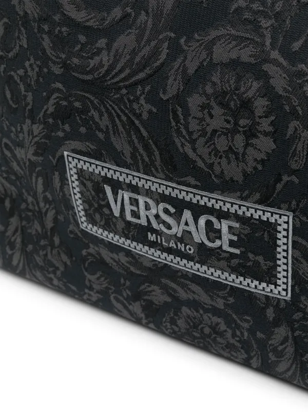Versace Barocco Athena Jacquard Canvas Tote Bag | Black | FARFETCH