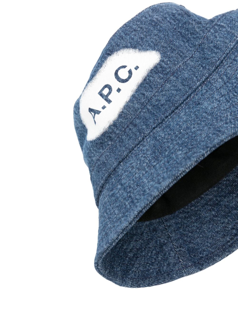 Shop Apc Logo-print Denim Bucket Hat In Blue