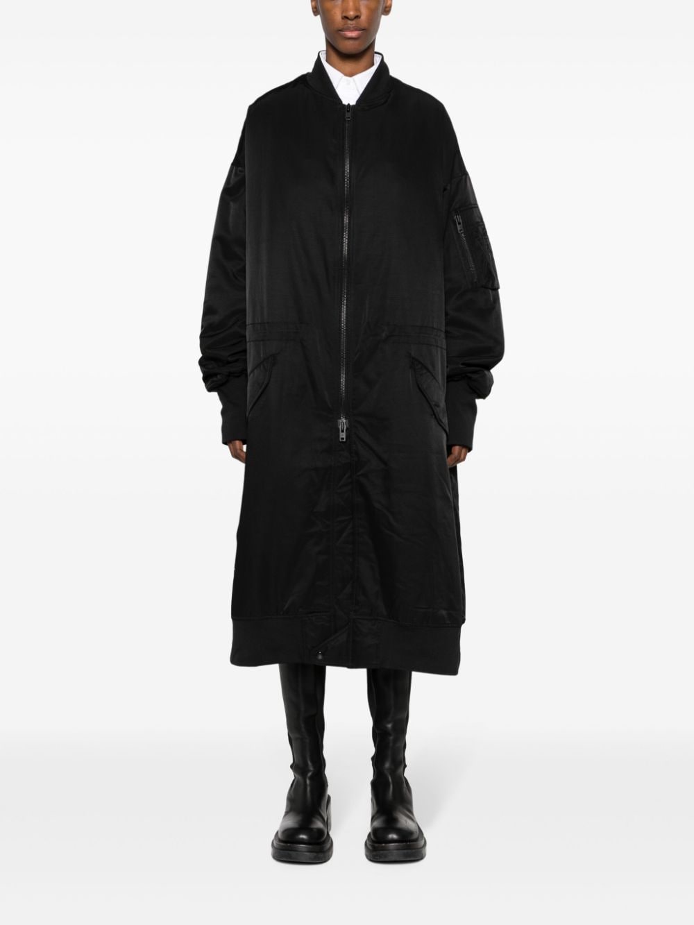 Shop Y-3 Longline Bomber Coat In Black