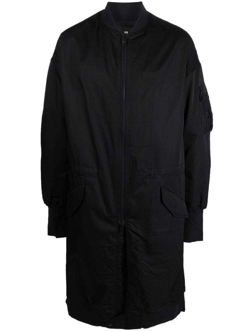 Shop Y-3 Longline Bomber Coat In Black