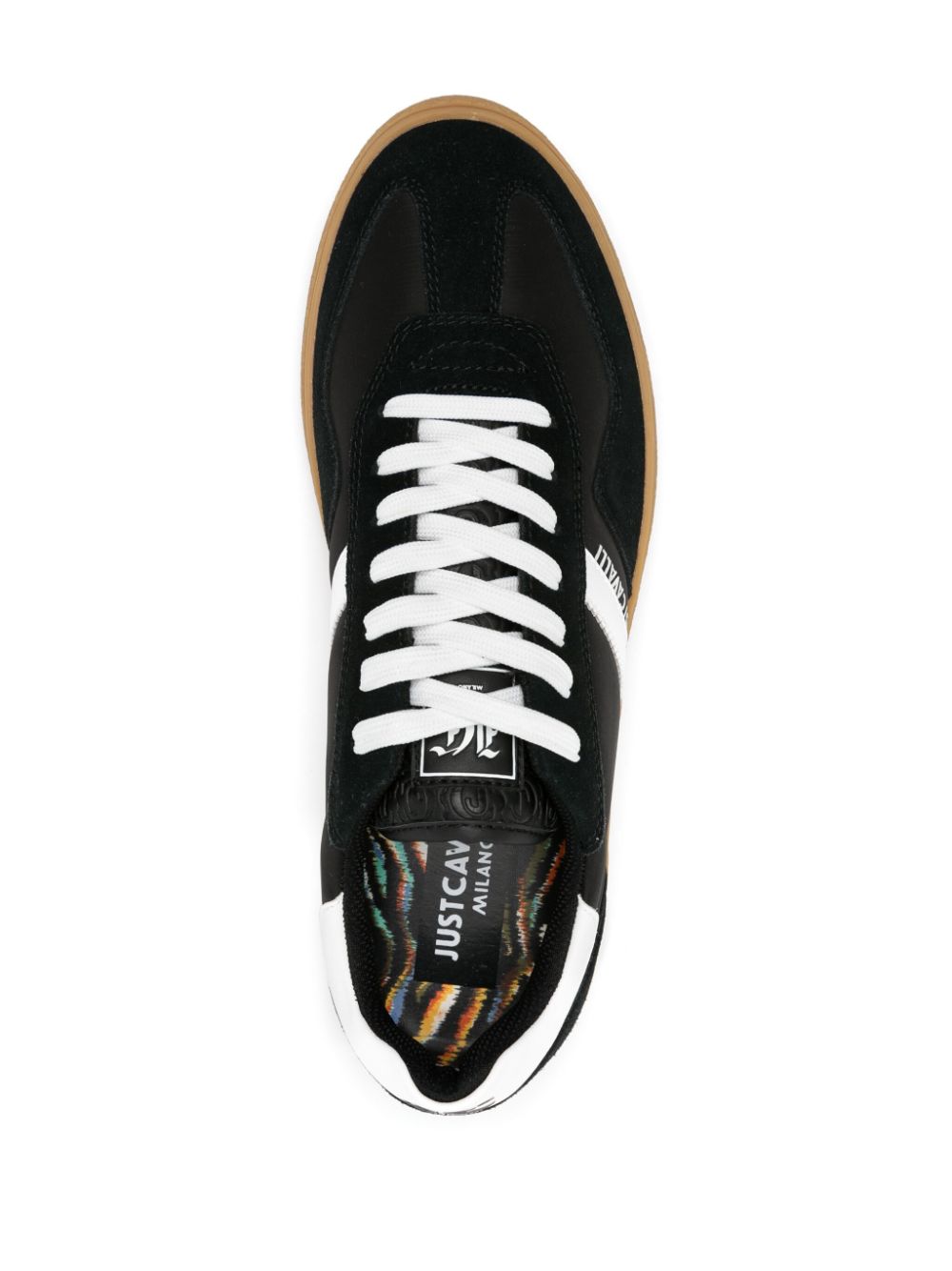 Shop Just Cavalli Logo-print Suede Sneakers In Black
