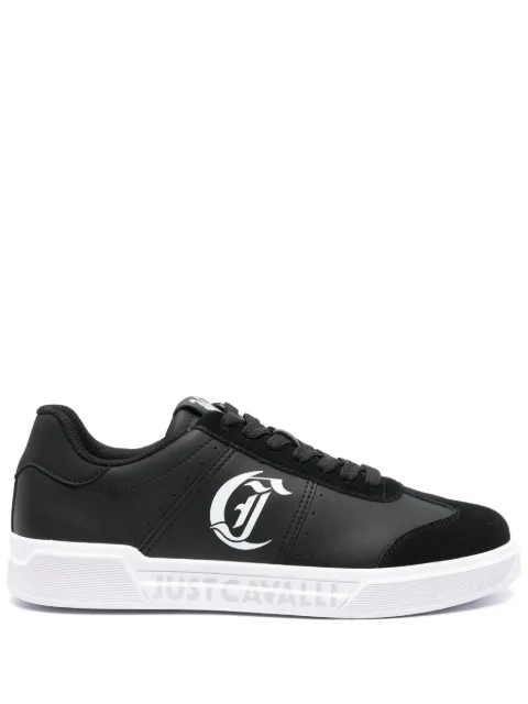 Just Cavalli logo-print leather sneakers