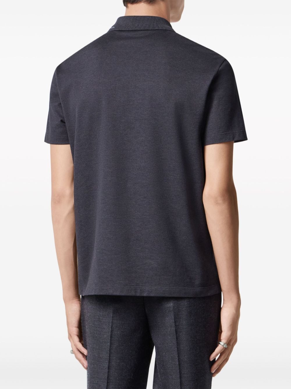 Shop Versace Logo-embroidered Cotton Polo Shirt In Grey