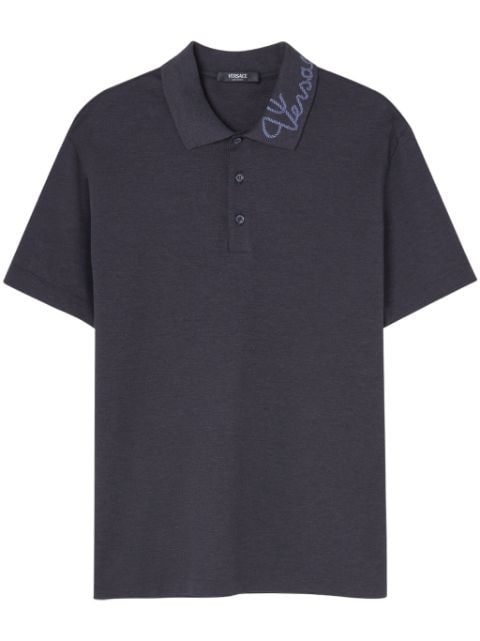 Versace logo-embroidered cotton polo shirt