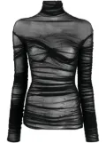 Mugler draped mesh top - Black