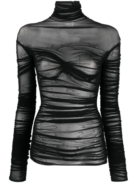Mugler draped mesh top
