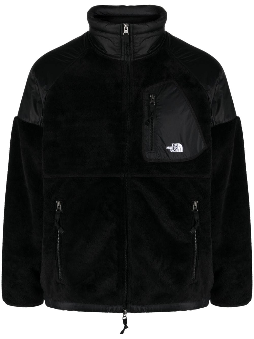 The North Face Logo-print Fleece Jacket In Black