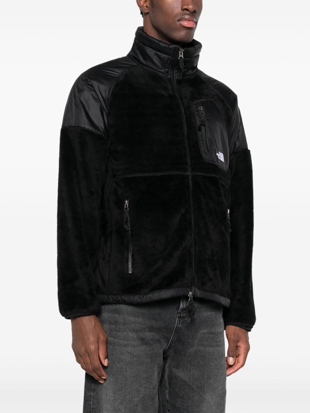 Shop The North Face Logo-print Fleece Jacket In Black