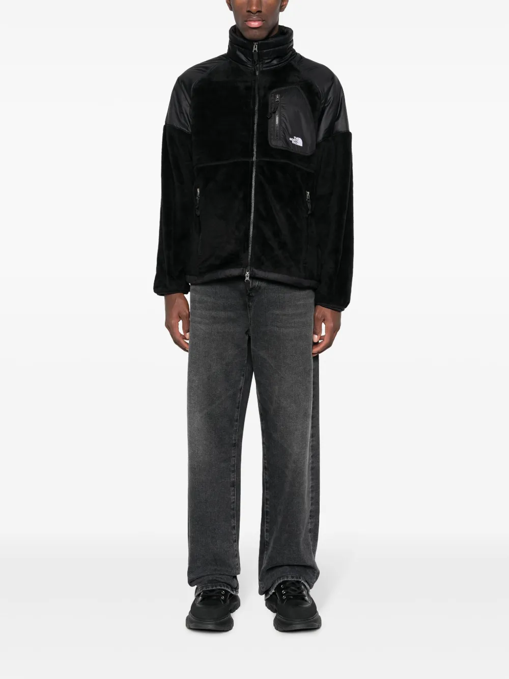 The North Face logo-print fleece jacket - Zwart