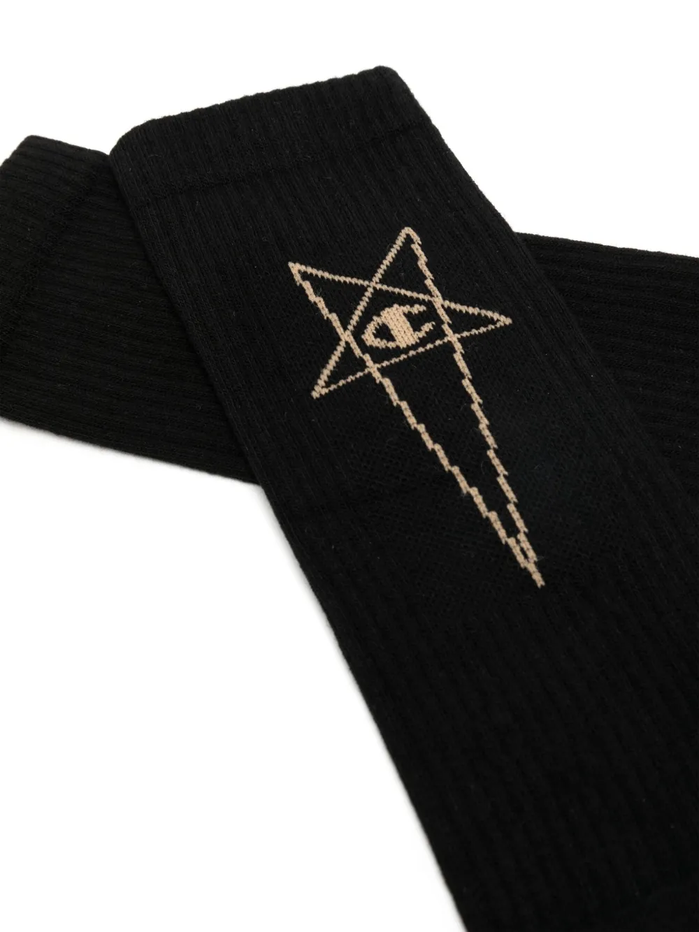 Rick Owens X Champion intarsia-knit logo crew socks - Zwart