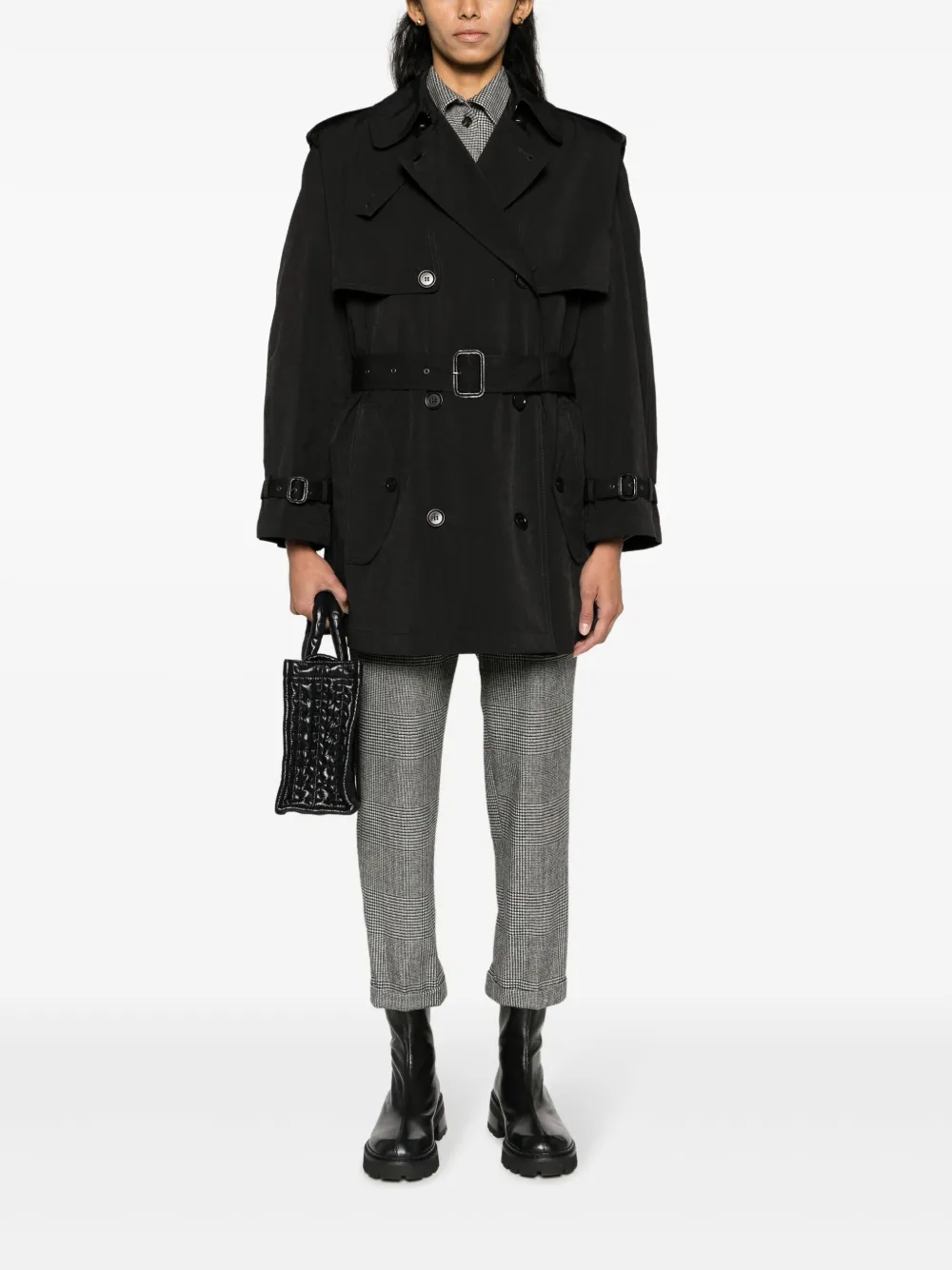 ASPESI Trenchcoat met dubbele rij knopen - Zwart