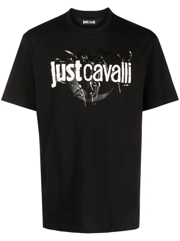 Just Cavalli logo print Cotton T shirt Black FARFETCH