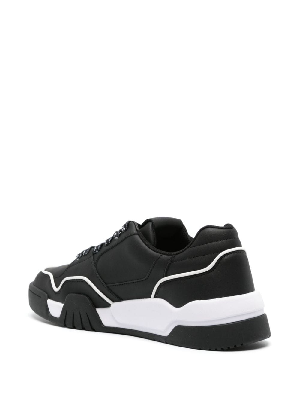 Shop Just Cavalli Logo-embossed Leather Sneakers In Black