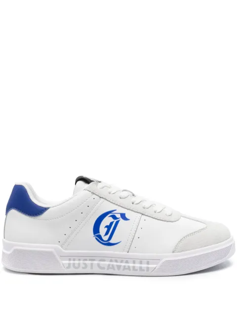 Just Cavalli logo-print leather sneakers
