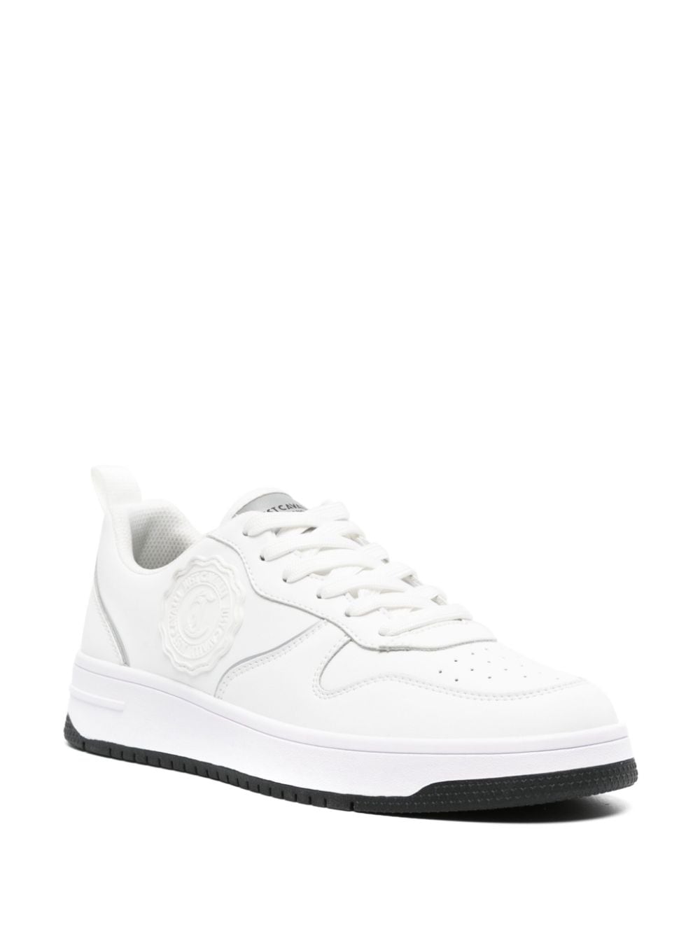 Shop Just Cavalli Logo-patch Leather Sneakers In White