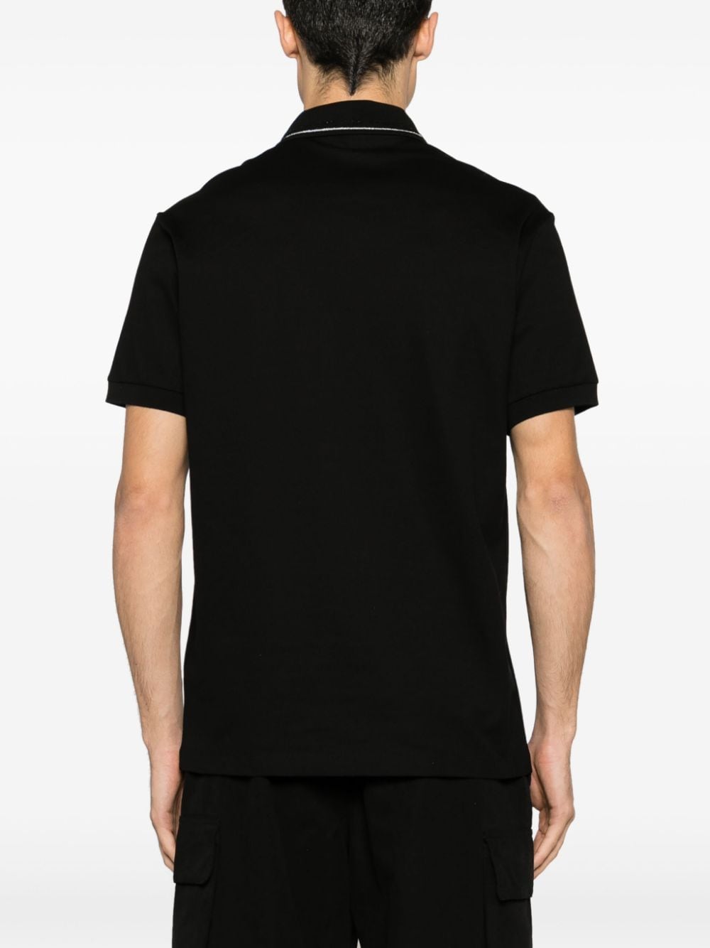 Shop Versace Nautical Cotton Polo Shirt In Black