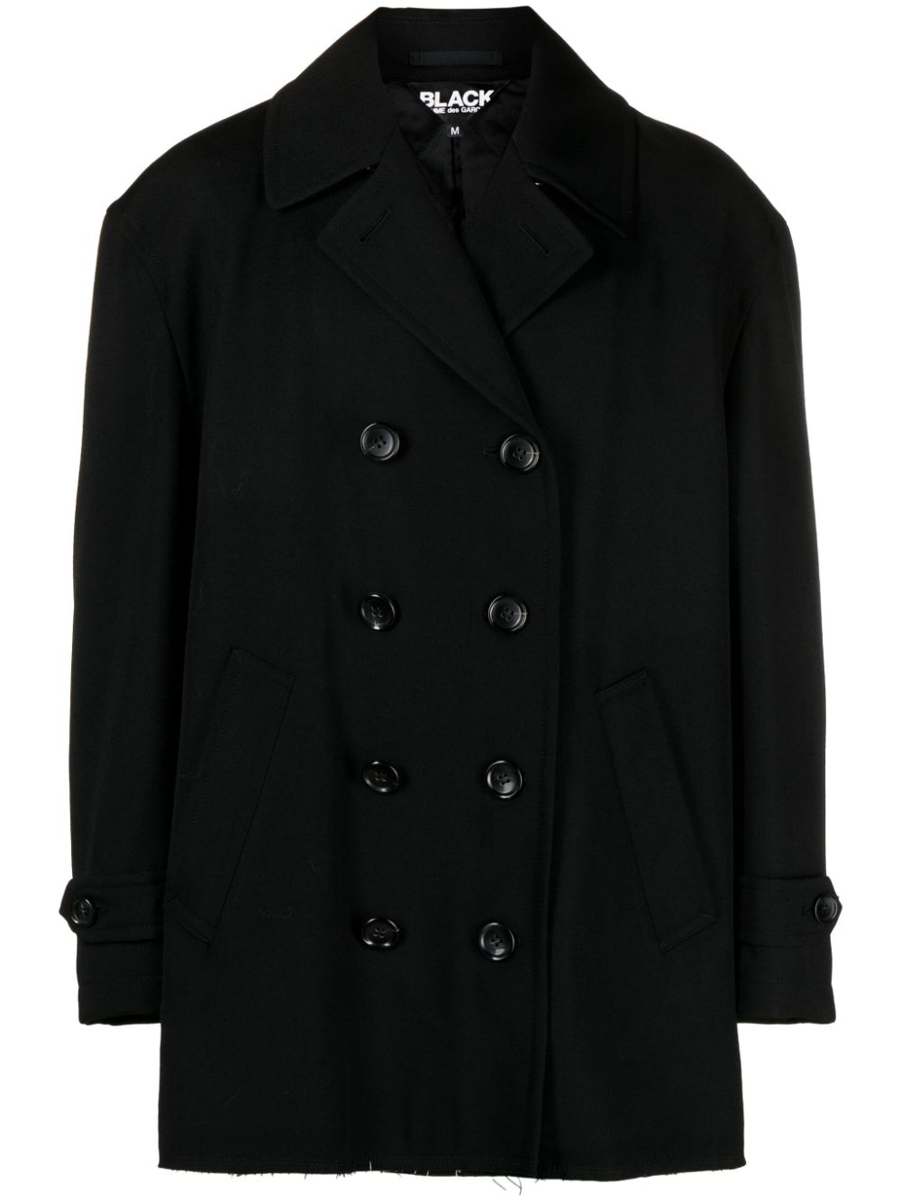 Black Comme Des Garçons Notched-lapels Double-breasted Coat In Black