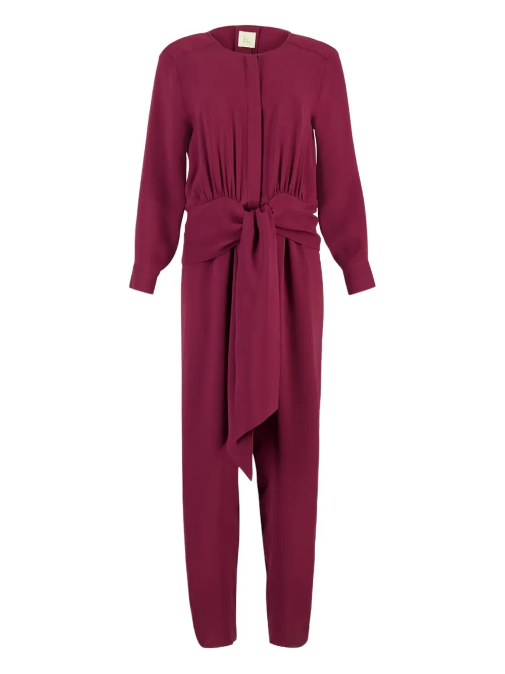 Paula Tie-waist Cuffed Jumpsuit In Burgundy