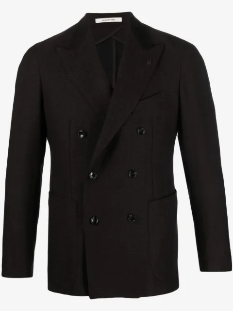Tagliatore brooch-detail double-breasted virgin-wool blazer