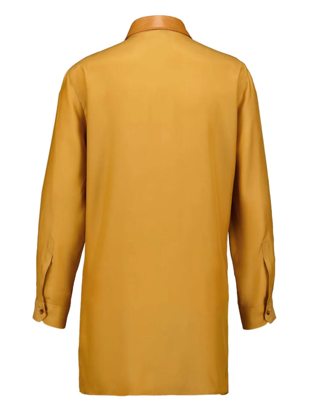 PAULA Cosmos leather-bib silk shirt - Geel