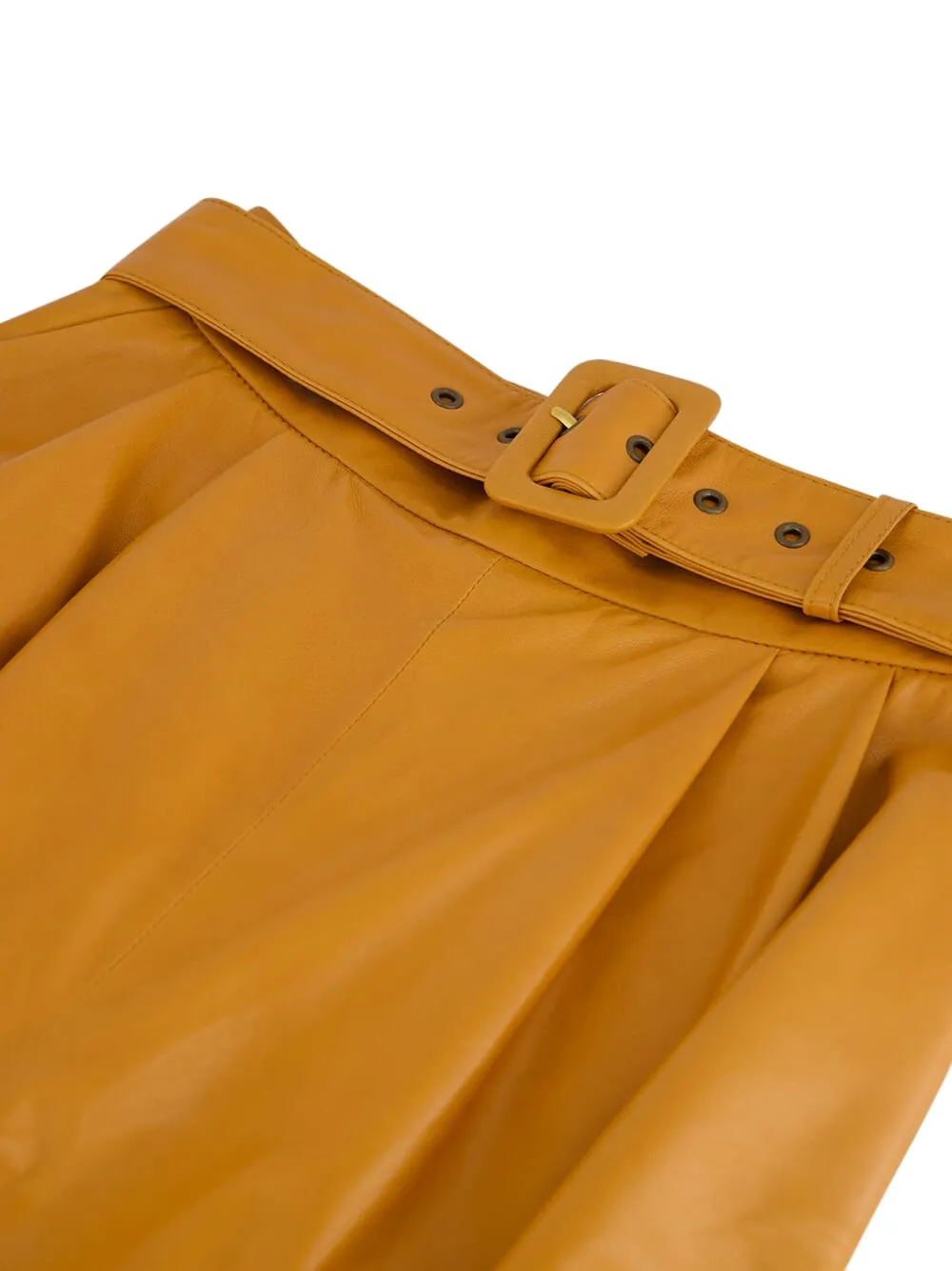 Belted-Waist Leather Palazzo Pants