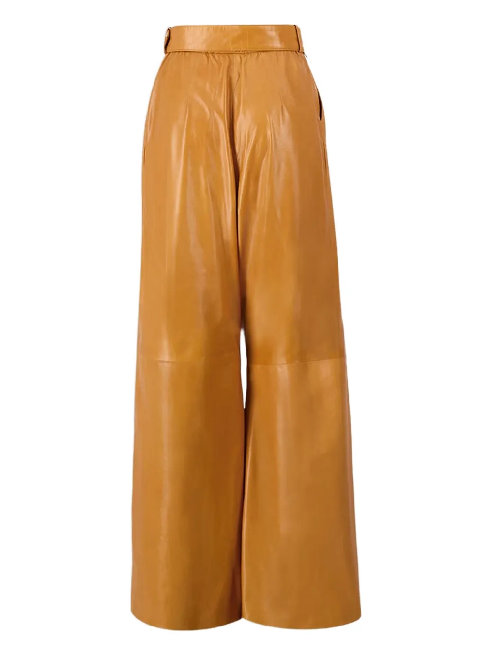 PAULA belted-waist leather palazzo pants - Bruin