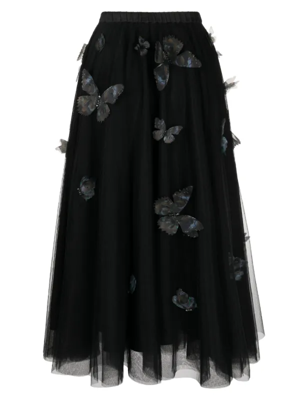 Cynthia Rowley butterfly embellished Tulle Midi Skirt Farfetch