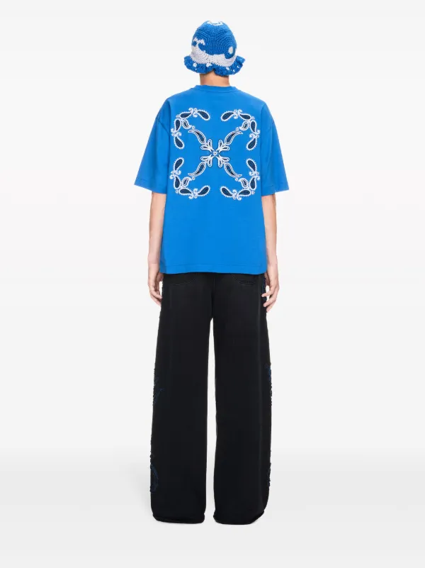 OFF WHITE 一枚でも格好良く着こなせる！Bandana Arrow Tシャツ Off-White™ - Bandana Arrow Casual S/S T-SHIRT White/Black