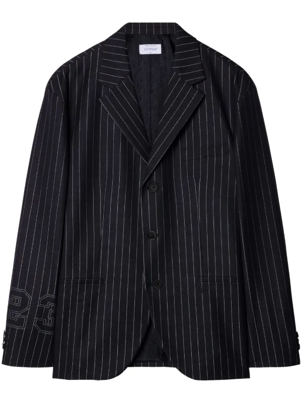 Off-White 23プリント ストライプ ジャケット | ブラック | FARFETCH JP