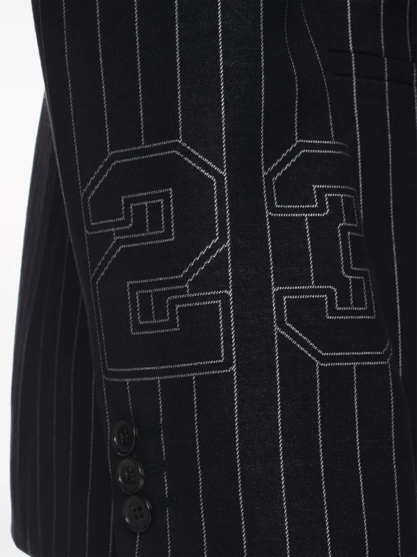 【関税込み】off-white '23 pinstripes' blazer Off-White 23-print Pinstriped Blazer | Black | FARFETCH
