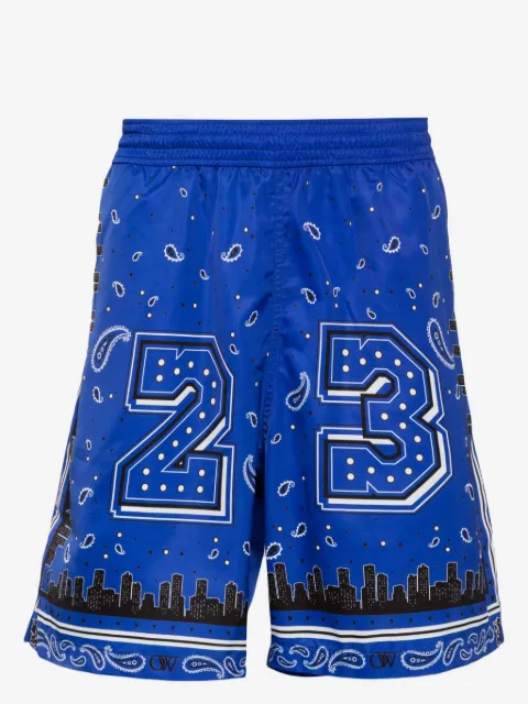 Off-White bandana-print surfer swim shorts
