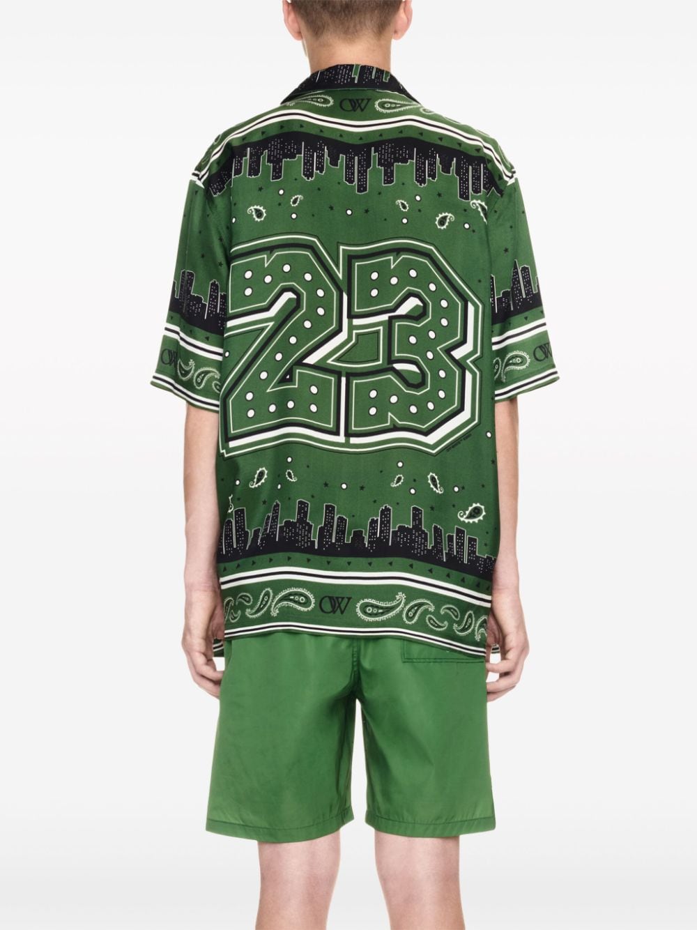 Shop Off-white Bandana-print Swim Shorts In Green