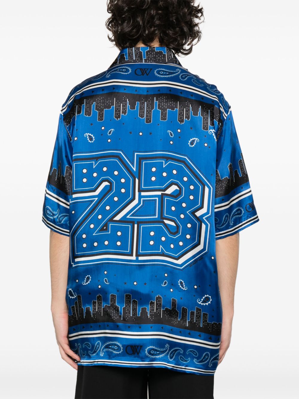 Shop Off-white Bandana-print Satin Shirt In Blue