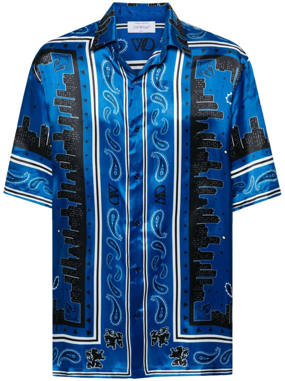 Image 1 of Off-White bandana-print satin shirt