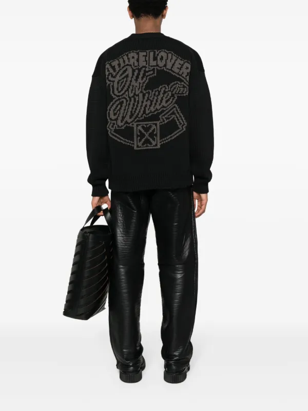 Off-White NatLover ロゴインターシャ セーター | ブラック