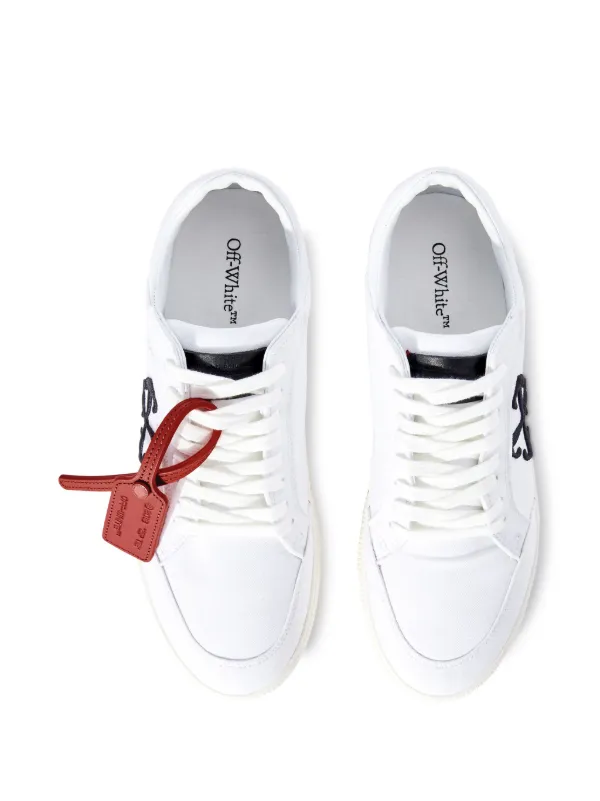 Off White Vulcanized contrasting tag Canvas Sneakers White FARFETCH UK