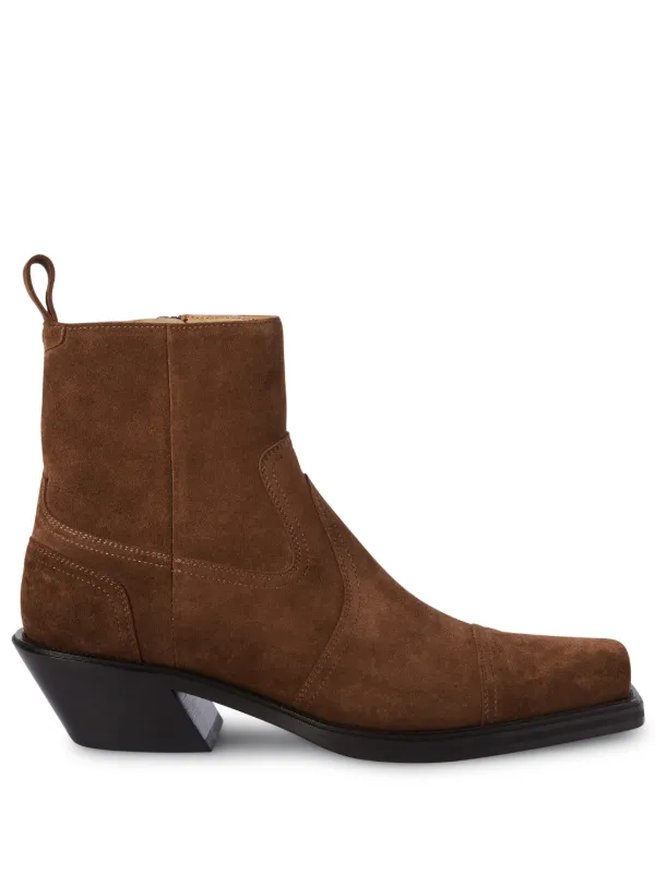 Off White Cowboy Suede Ankle Boots Brown FARFETCH UK