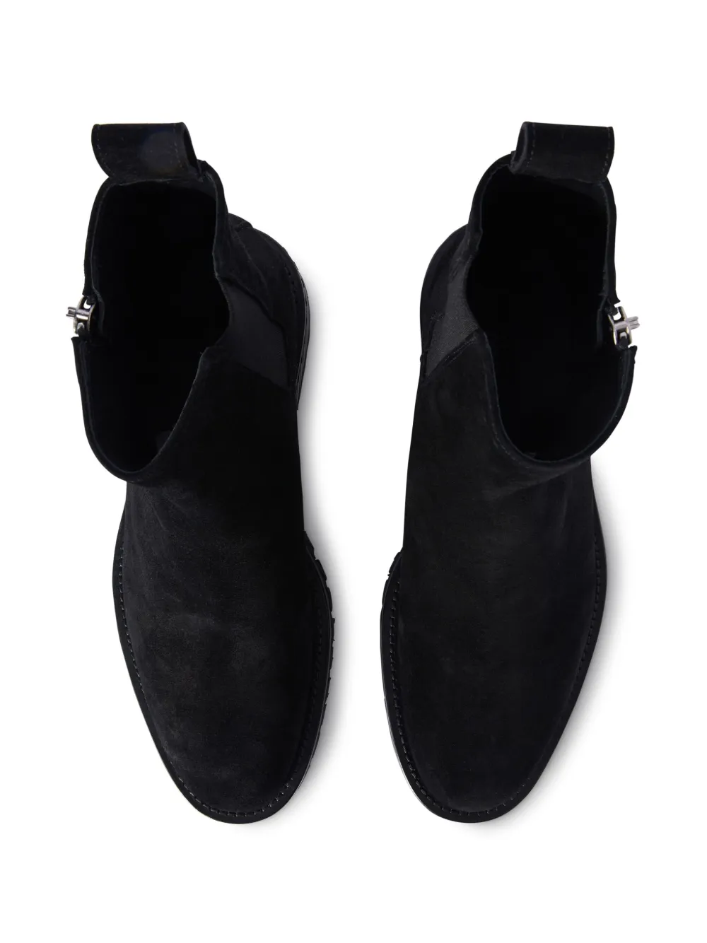 Shop Off-white Round-toe Suede Ankle Boots In Black